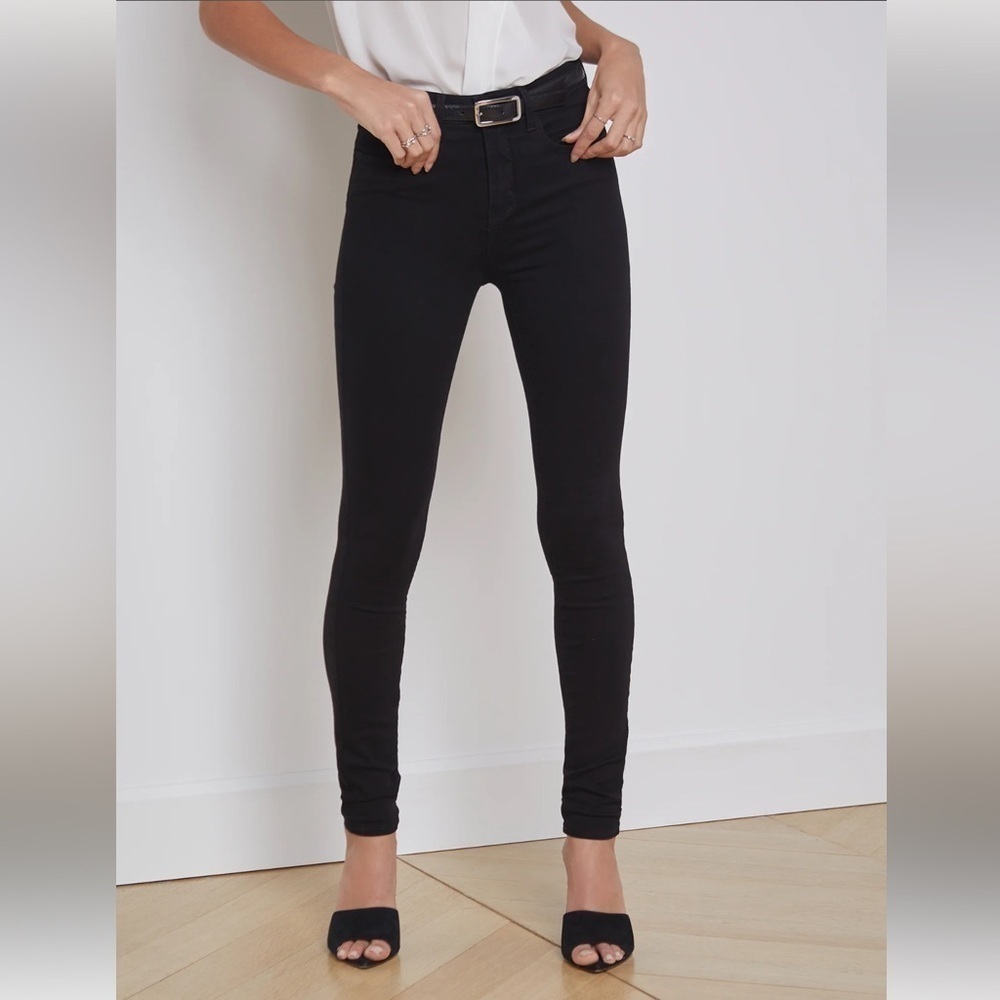 L'AGENCE Marguerite High Rise Skinny Jean in Noir